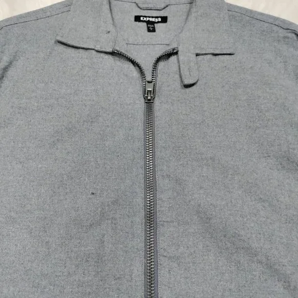 Express 100% Cotton Long Sleeve Full Zip Chore Coat Jacket Gray Men's Size Large - Picture 5 of 12